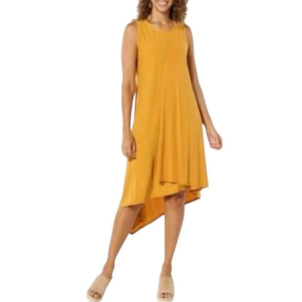 Antthony High Low Sleeveless Dress Womens Medium Mustard Yellow NWT Tank Style